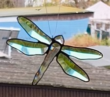 Bleiverglasung Fensterbild Suncatcher Facetten- Libelle in Tiffany  