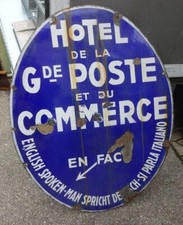 altes Emailschild Hotel de la Poste Commerce