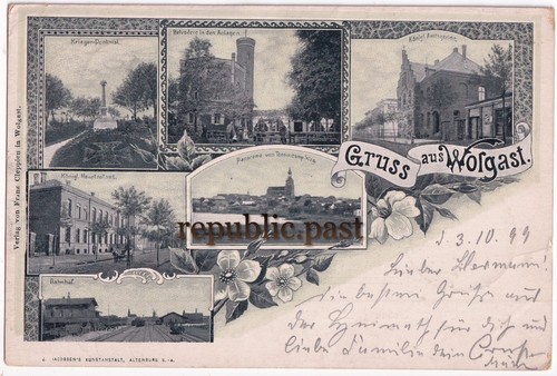 Litho postkarte wolgast - postkarte,