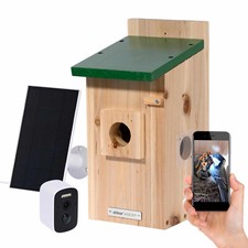 Dobar EAZY Nistkasten aus Holz mit WiFi Kamera und Solar-Panel, inkl. App, Holz