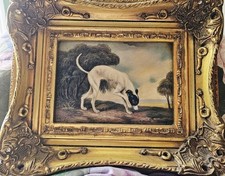 Altes Ölgemälde Miniatur Hund