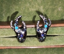 Swarovski Ohrclips Clips Silberfarbig Kristall Ohrschmuck Blaue Steine Selten