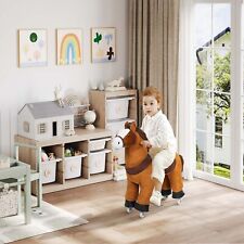 WOLTU Schaukelpferd auf Rollen Kinderschaukelpferd mit Klang ab 3/4 Jahren Braun