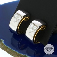 Wert 5.350,- Brillant Ohrstecker Halb Creolen 750 / 18 Karat Weiß Gelb Gold xxyy