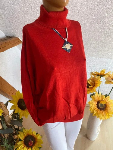 Roter feinstrick pullover mit - feinstrick,