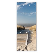 banjado Wandgarderobe Echtglas 50x125cm Garderobe mit 7 Haken Dünen