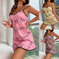 Damen-Nachthemd Aus Seide Nachtwäsche Satinkleid Babydoll-Pyjama-Se `?