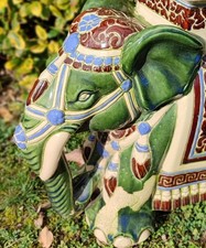 Keramik Elefant, 50x43 cm,  als beeindruckende Gartendekoration oder Sitzbank