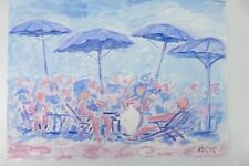 Wilhelm Klußmann Aquarell 1995 sig. Sommer im Seebad 65x45cm N-1658