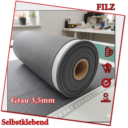 Filz selbstklebend 5mm grau - filz,
