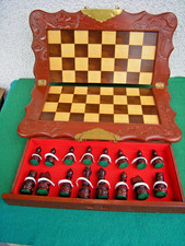 Große Japanische Holz Schachbrett,Faltbrett mit Spielfiguren und 2 Schubladen.