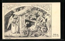 Künstler-AK Ludwig Richter: Erlöse uns von dem Übel, Engel am Sterbebett 1923 