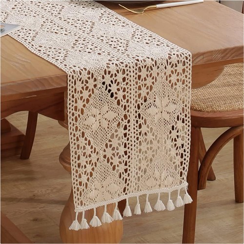 Gehäkelter tischläufer beige - gehäkelter,