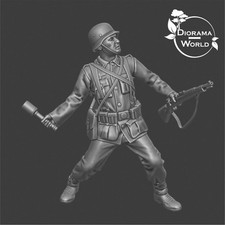 Soldat wirft Granate WW2 - 3D