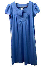 Damen Kurzarm Tunika Kleid A-Linie zum binden Blau 36/38 S/M MIA LINEA Neu