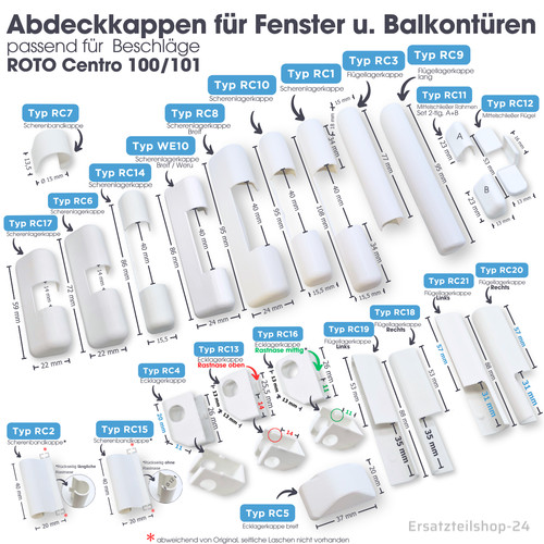 Abdeckkappen passend roto - abdeckkappen,, f.