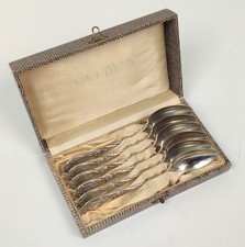 6x Antik Koch & Bergfeld 800 Silber Löffel Kaffeelöffel Jugendstil 1900 Kassette