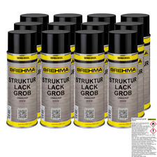 12xBREHMA Strukturlack grob Kunststoff lackierb. Kräusel Spray schwarz matt 0,4L