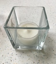 Vase / Windlicht "Cube Würfel" aus Glas, eckig Teelichthalter 