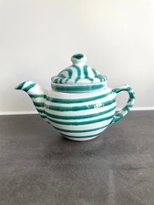 Teekännchen Gmundner Keramik mit Teesieb. Grün geflammt