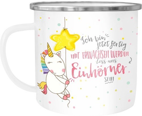Emaille tasse becher - becher, einhorn