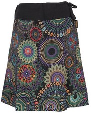 Bestickter Minirock, Boho chic Rock, Retro Mandala - schwarz/violett