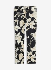 Neu Hose aus Baumwollsatin Gr. 48 Schwarz Floral Damen Freizeithose Pants