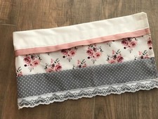 Scheibengardine Landhausstil Rose Weiß Grau Pünktchen Spitze Shabby Chic vintage