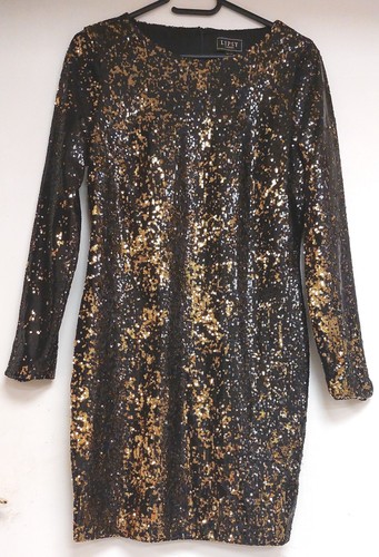Kleid schwarz mit - , goldenen
