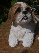 Shih Tzu Deko Figur lebensgroß Hunde Bolonka Deko Garten lebensecht Hotant NEU