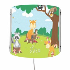 Kinderzimmer Kinder Leuchte Wandlampe Nachtlicht mit Namen  Waldtiere