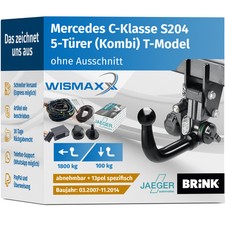 AHK für Mercedes C-Klasse S204 07-14 ver. abnehmbar BRINK +13polig E-Satz JAEGER