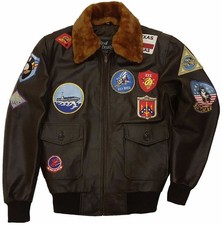 TOM CRUISE AVIATOR TOPGUN PETE MAVERICK G1 BOMBER FELL LEDER FLIEGERJACKE HERREN