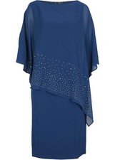 Etuikleid mit Glitzersteinen Gr. 42 Tiefseeblau Abend-Party-Cocktailkleid Neu