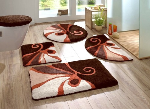 Badematte braun orange weiss - badematte, braun-orange-weiss