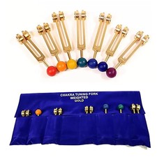 Stimmgabel SET Chakra goldfarbig gewichtet -- 26cm