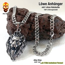 Löwe Anhänger Halskette Edelstahl Sternzeichen 1860 Löwenkopf Herren Hip Hop