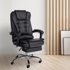 Bürostuhl 136 kg belastbar Kunstleder schwarz Chefsessel Drehstuhl design NEU