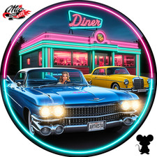 Blechschild Rund (468) ? Route 66 ? Vintage ? American Diner Night Lights 