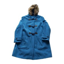 Boden Dufflecoat Damen groß blau schwarz Wolle Kaschmir Kunstfell Kapuze mittellang 