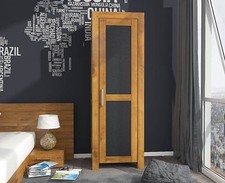 NATURA LEATHER Kleiderschrank 1-Türig mit Regale Massivholz