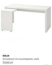 IKEA Schreibtisch Malm weiß, mit Ausziehplatte 151x65cm 
