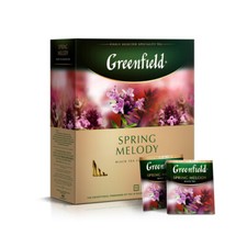 GREENFIELD SPRING MELODY | 100 Teebeutel | Aromatisierter Schwarzer Tee
