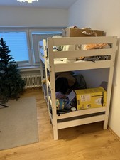 Etagenbett für Kinder aus Holz in Weiß – gebraucht, aber stabil und funktion