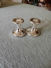 KERZENHALTER Pärchen Hochglanz versilbert anlaufgeschützt mit Perlrand