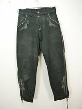Stockerpoint Vintage lange Stickerei Lederhose leicht speckig schwarz Gr.34/36