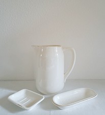 Antike Jugendstil Waschgarnitur Keramik Waschset, dreiblättriges Kleeblatt 