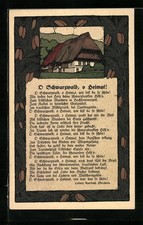 Steindruck-AK O Schwarzwald, o Heimat!, Gedicht, Schwarzwaldhaus 