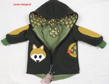 niciart design ♥WOLLWALK JACKE ♥WALKJACKE♥100% SCHURWOLLE♥ olivgrün FUCHS