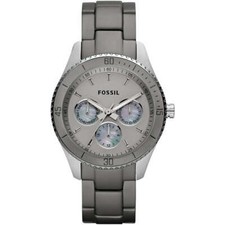 FOSSIL Damen Casual Uhr, ES3040, aus anthrazitfarbenem Stahl mit Perlmutt
